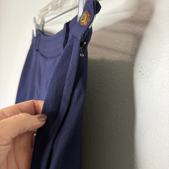 Alfred Sung Sport Wool Wide Leg Crop Trouser Pants Women Small Navy Chic Career - Picture 4 of 8